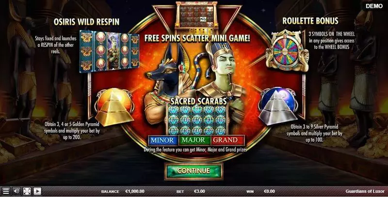 Guardians of Luxor Red Rake Gaming Slots - Info and Rules