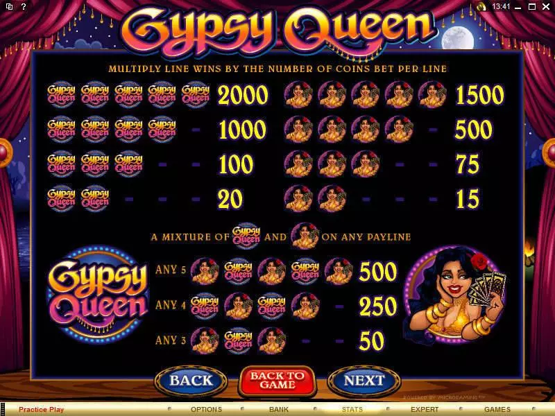 Gypsy Queen Microgaming Slots - Info and Rules
