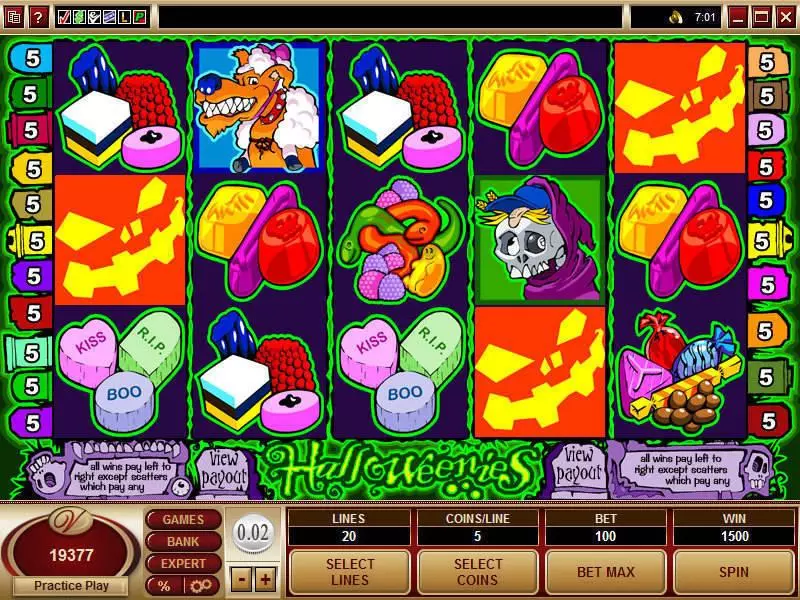 Halloweenies Microgaming Slots - Main Screen Reels