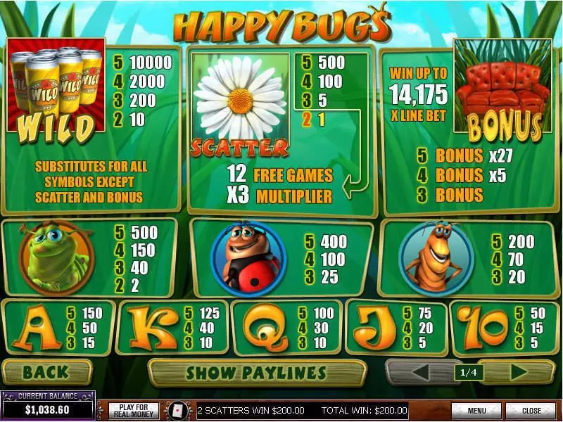 Happy Bugs PlayTech Slots - Info and Rules