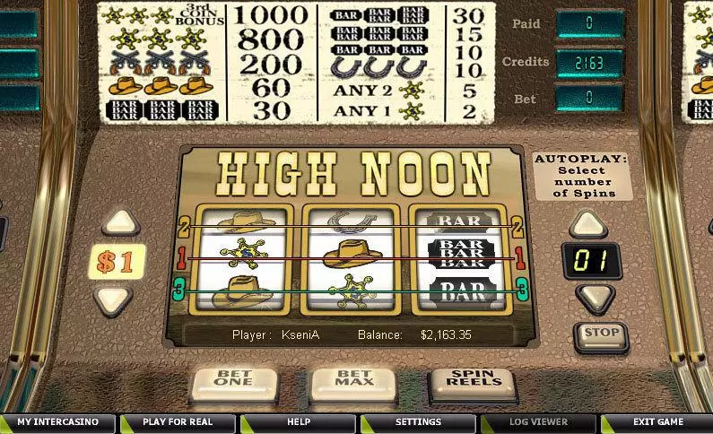 High Noon CryptoLogic Slots - Main Screen Reels