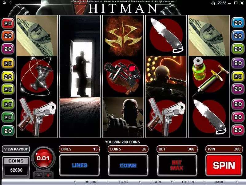Hitman Microgaming Slots - Main Screen Reels