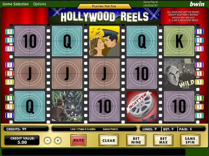 Hollywood Reels Amaya Slots - Main Screen Reels