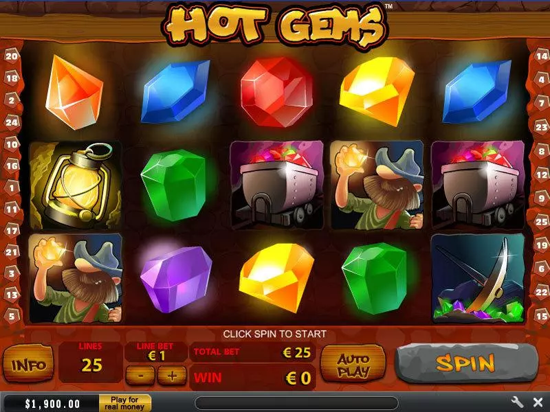 Hot Gems PlayTech Slots - Main Screen Reels