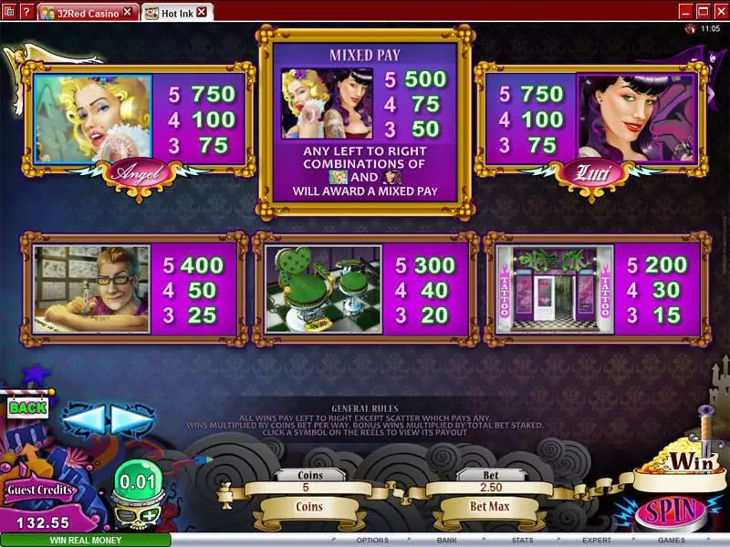 Hot Ink Microgaming Slots - Info and Rules