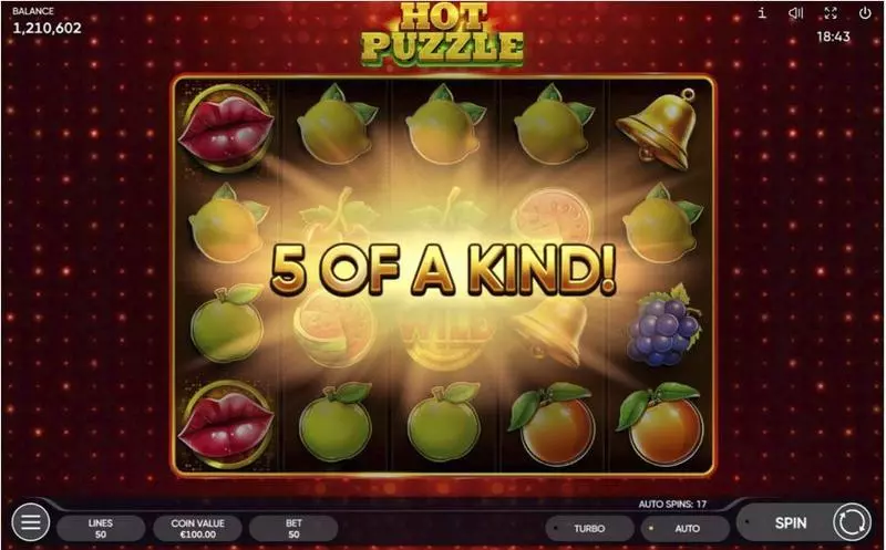 Hot Puzzle Endorphina Slots - Winning Screenshot
