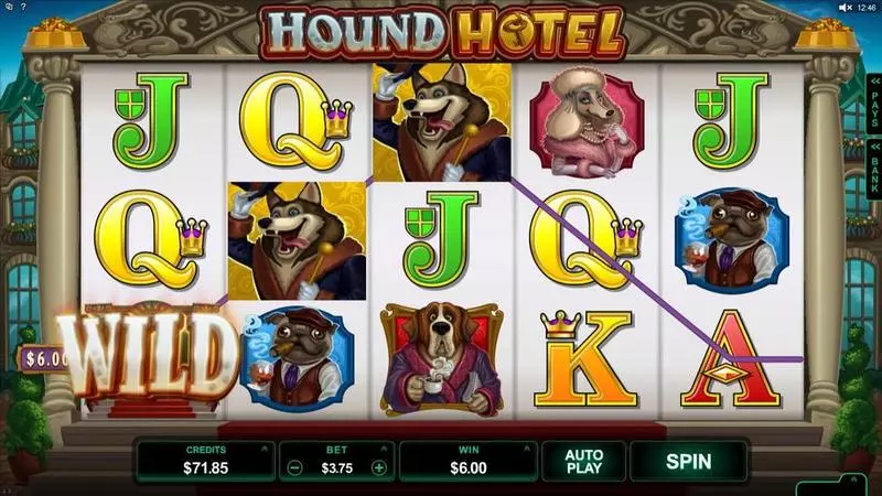 Hound Hotel Microgaming Slots - Main Screen Reels