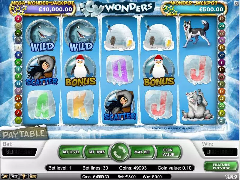 Icy Wonders NetEnt Slots - Main Screen Reels