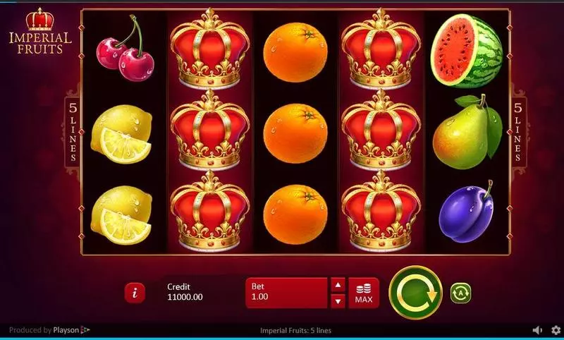 Imperial Fruits Playson Slots - Main Screen Reels