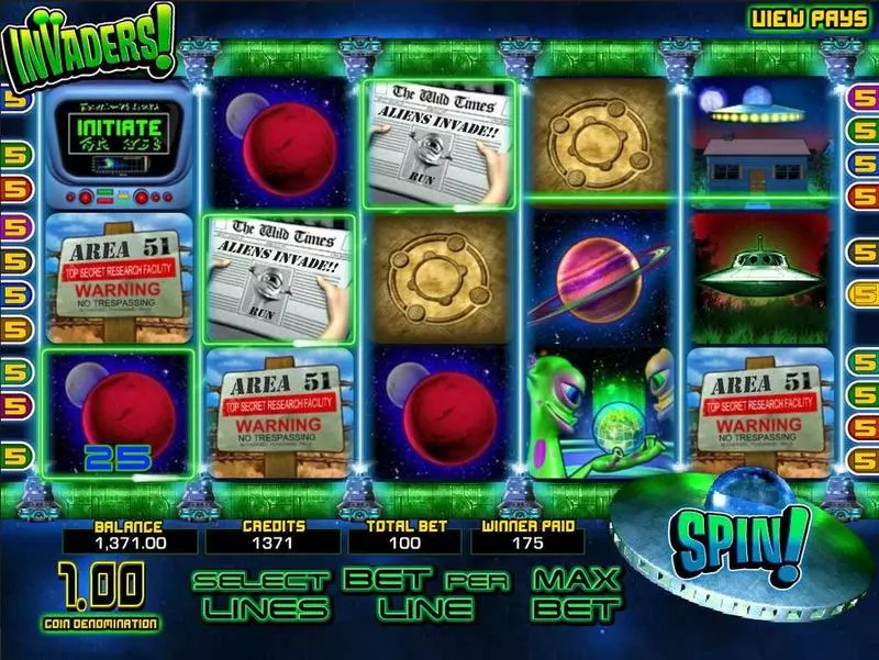 Invaders BetSoft Slots - Introduction Screen