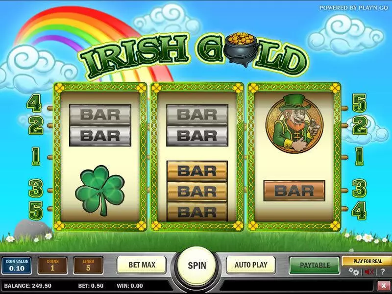 Irish Gold Play'n GO Slots - Main Screen Reels
