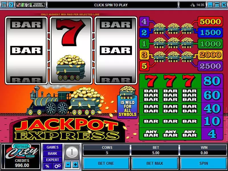 Jackpot Express Microgaming Slots - Main Screen Reels