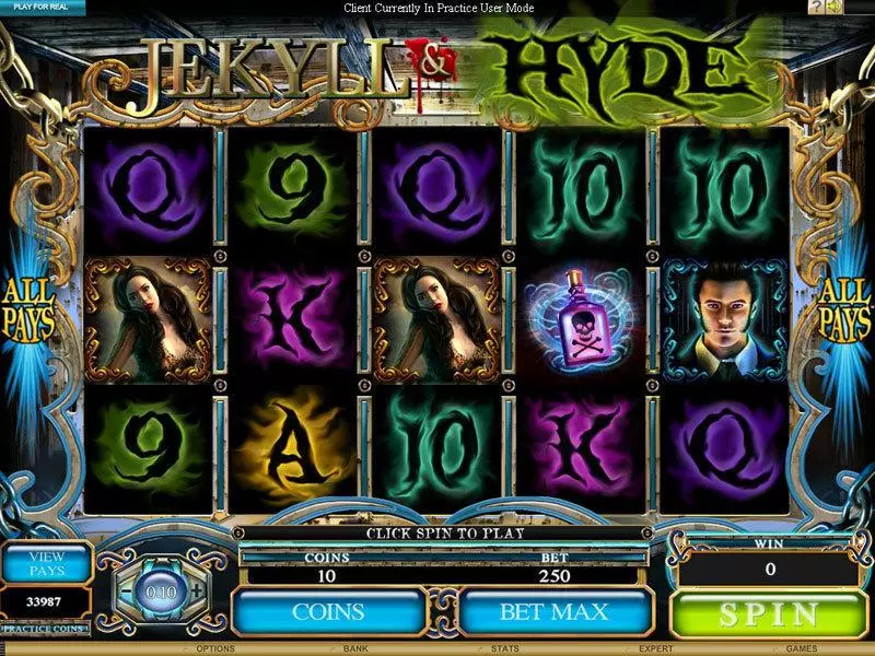 Jekyll and Hyde Microgaming Slots - Main Screen Reels