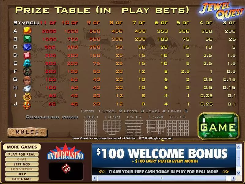 Jewel Quest CryptoLogic Slots - Info and Rules