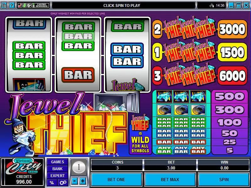 Jewel Thief Microgaming Slots - Main Screen Reels