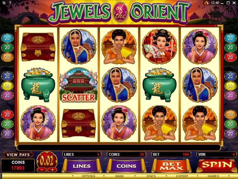 Jewels of the Orient Microgaming Slots - Main Screen Reels