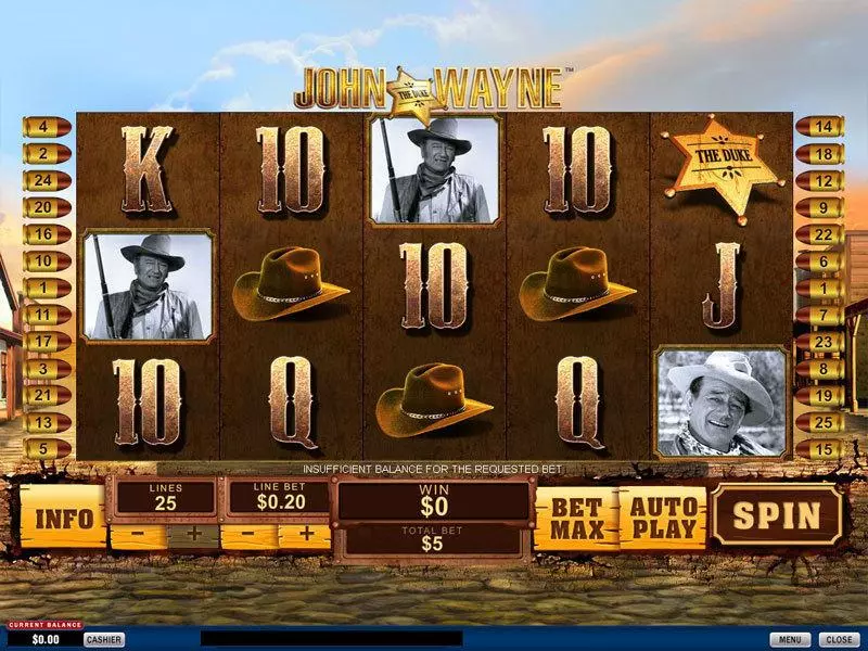 John Wayne PlayTech Slots - Main Screen Reels