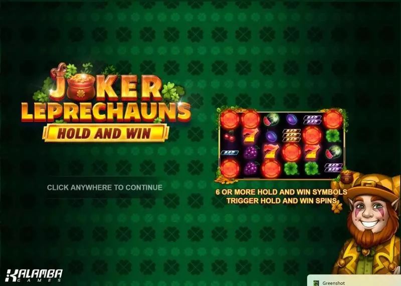 Joker Leprechauns Hold and Win Kalamba Games Slots - Introduction Screen