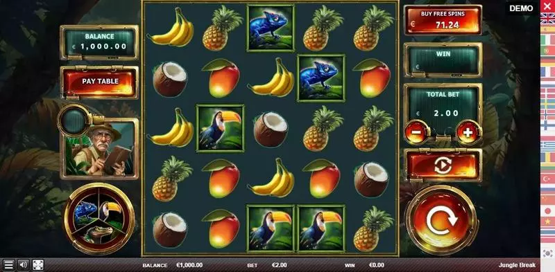 Jungle Break Red Rake Gaming Slots - Main Screen Reels