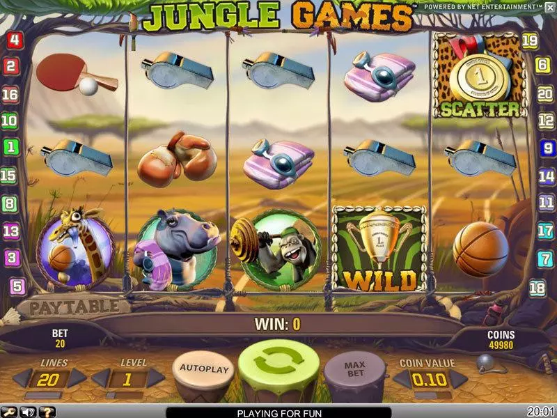 Jungle Games NetEnt Slots - Main Screen Reels
