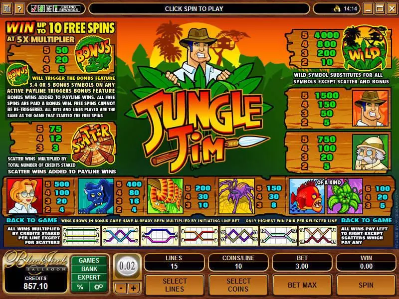 Jungle Jim Microgaming Slots - Info and Rules