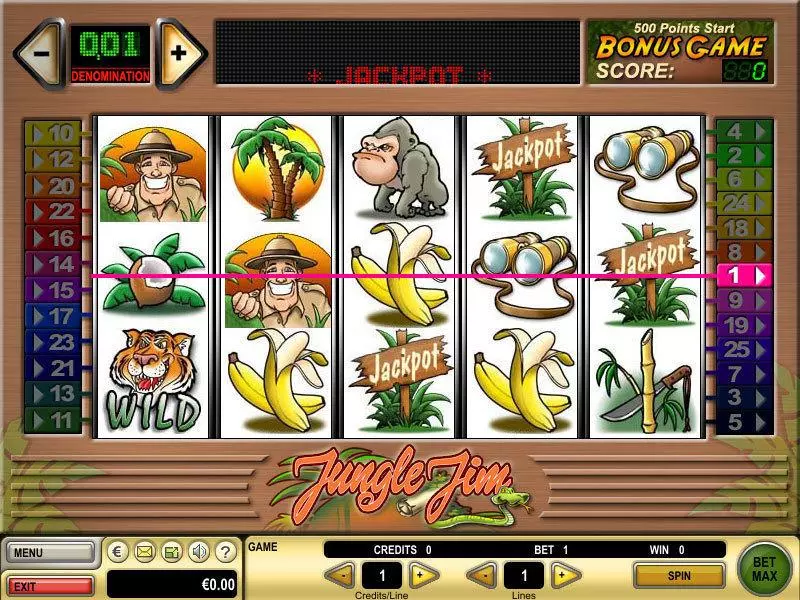 Jungle Jim GTECH Slots - Main Screen Reels