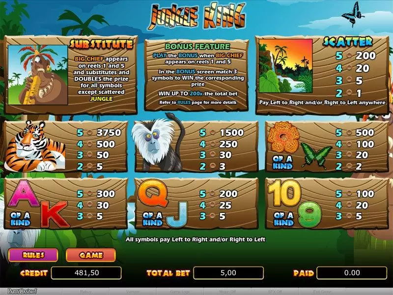 Jungle King bwin.party Slots - Info and Rules