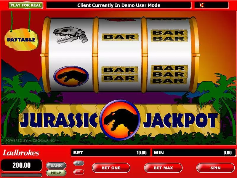 Jurassic Jackpot Big Reel Microgaming Slots - Main Screen Reels