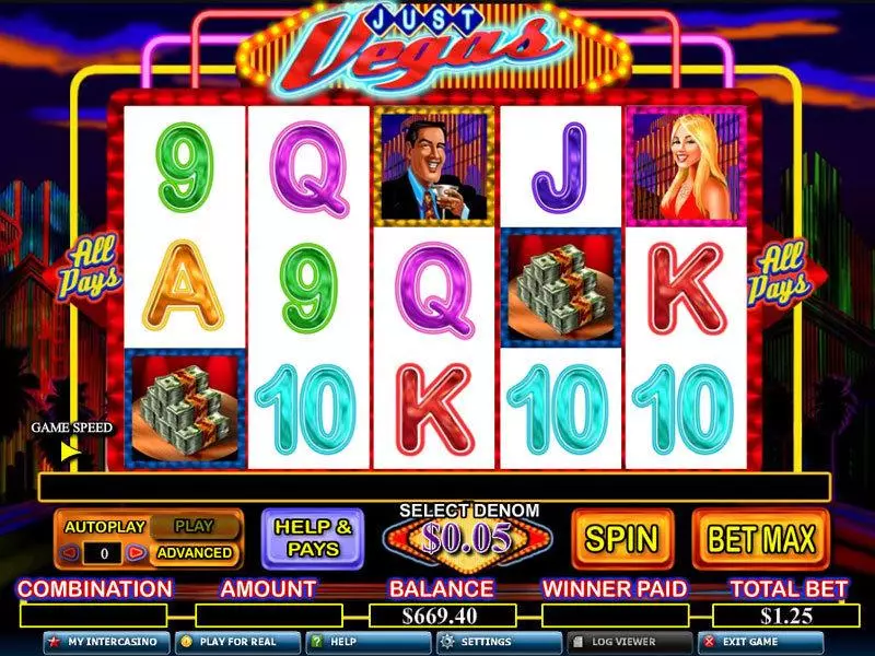 Just Vegas Genesis Slots - Main Screen Reels