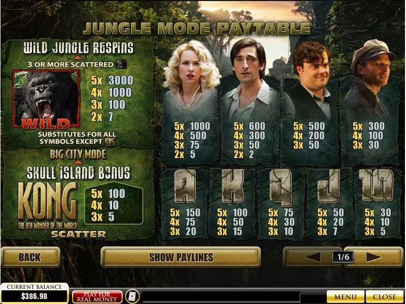 King Kong PlayTech Slots - Info and Rules