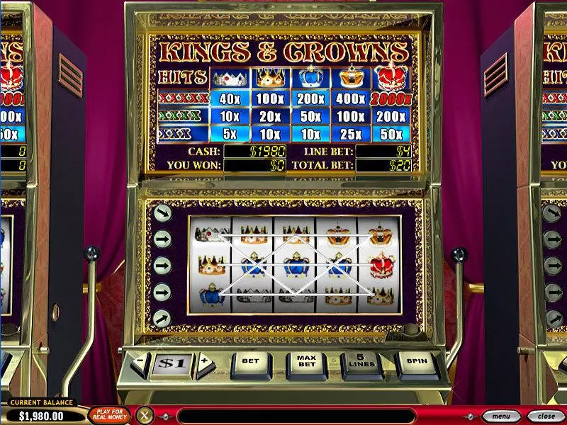 Kings and Crowns PlayTech Slots - Main Screen Reels