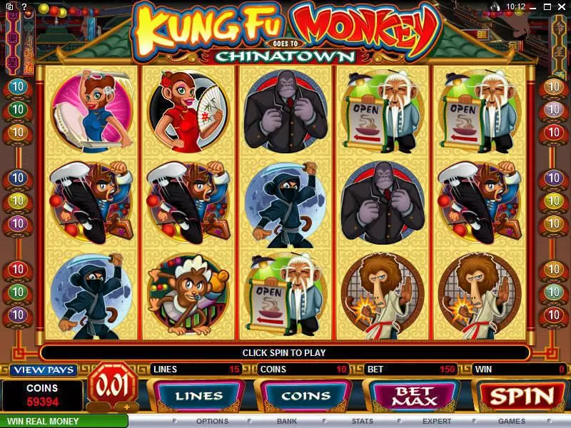 Kung Fu Monkey Microgaming Slots - Main Screen Reels