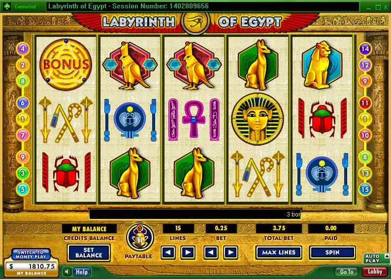Labyrinth of Egypt 888 Slots - Main Screen Reels