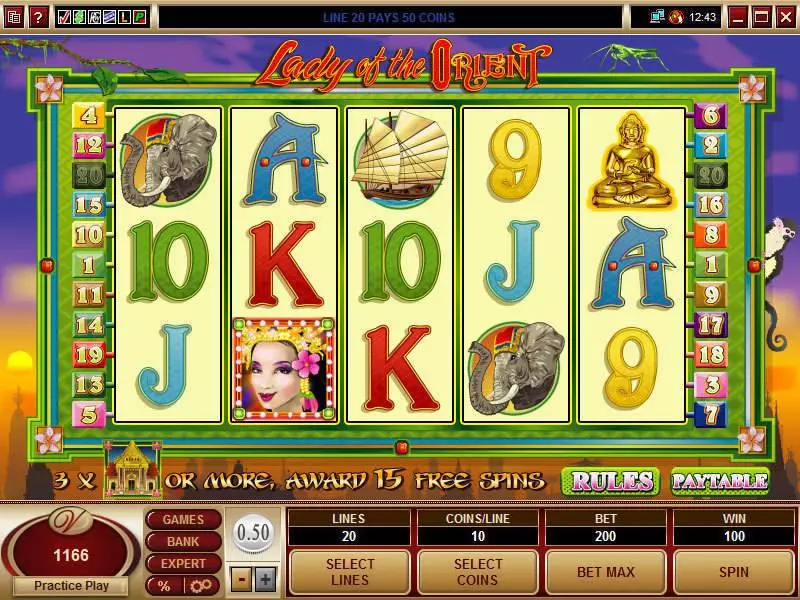 Lady of the Orient Microgaming Slots - Main Screen Reels