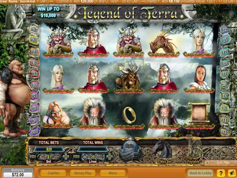 Legend of Terra NeoGames Slots - Main Screen Reels