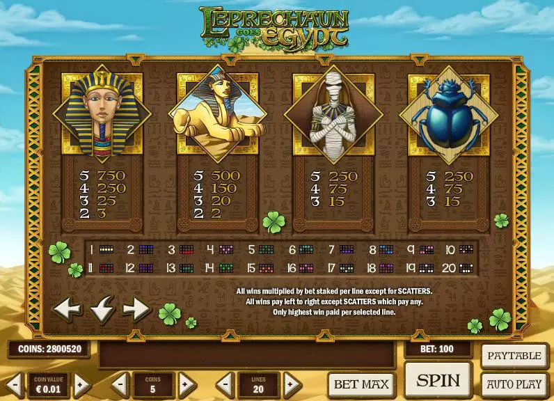 Leprechaun goes Egypt Play'n GO Slots - Info and Rules