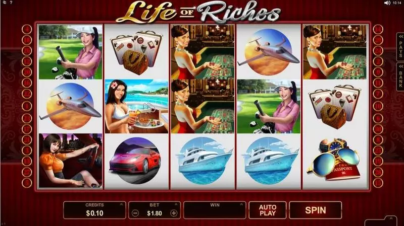 Life of Riches Microgaming Slots - Main Screen Reels