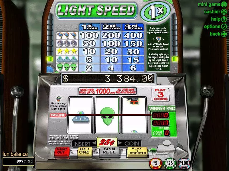 Light Speed RTG Slots - Main Screen Reels