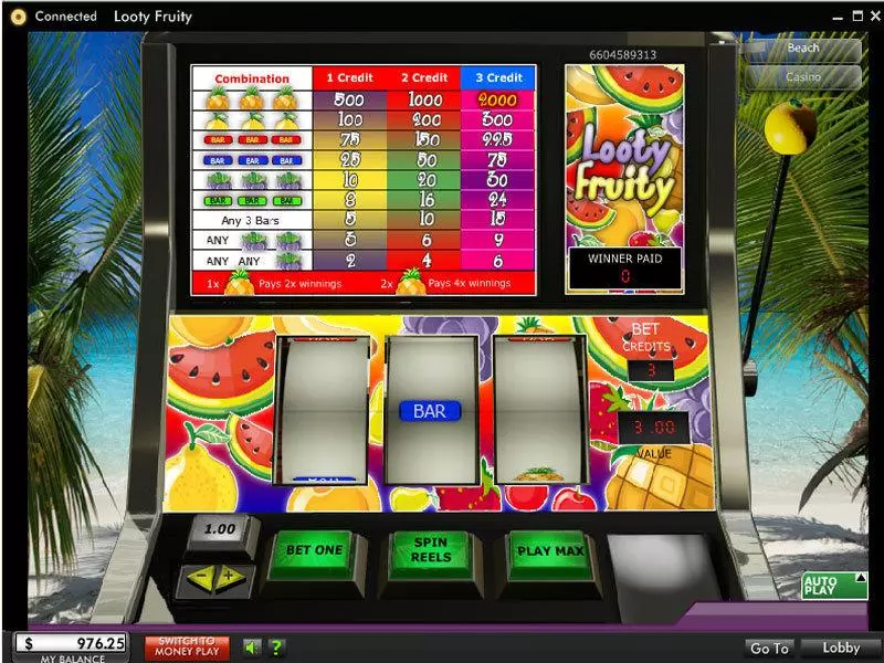 Looty Fruity 888 Slots - Main Screen Reels