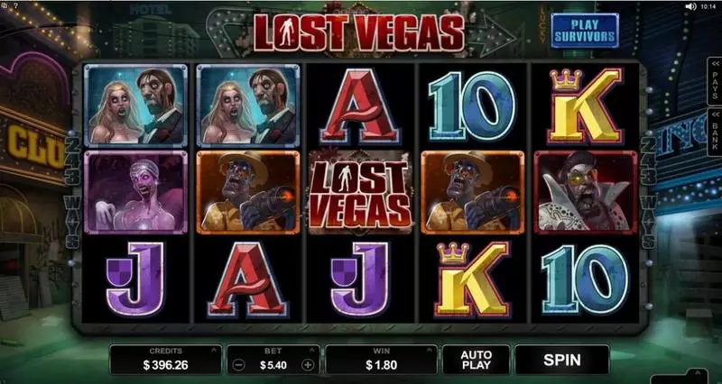 Lost Vegas Microgaming Slots - Main Screen Reels