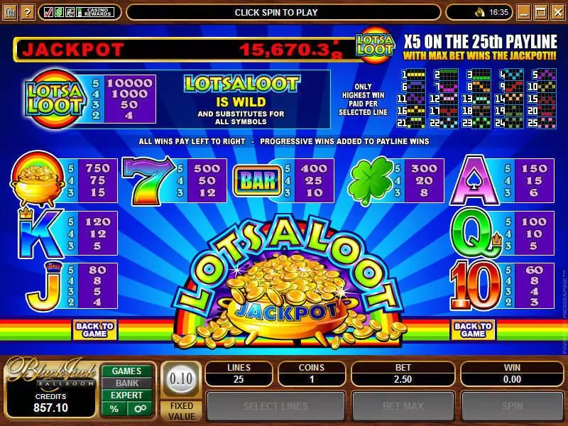 Lots A Loot 5-Reels Microgaming Slots - Info and Rules