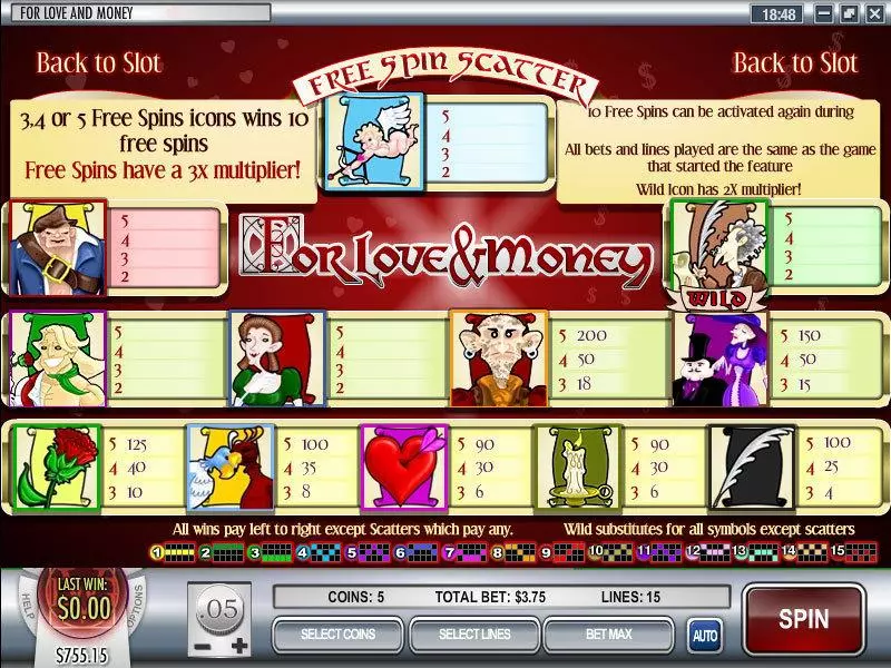 Love and Money Rival Slots - Info and Rules