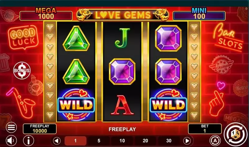 Love Gems - Hold And Win 1Spin4Win Slots - Main Screen Reels