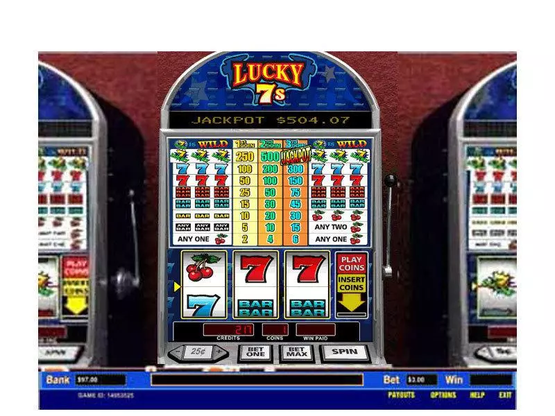Lucky 7's 1 Line Parlay Slots - Main Screen Reels