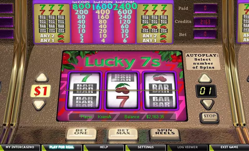 Lucky 7s CryptoLogic Slots - Main Screen Reels
