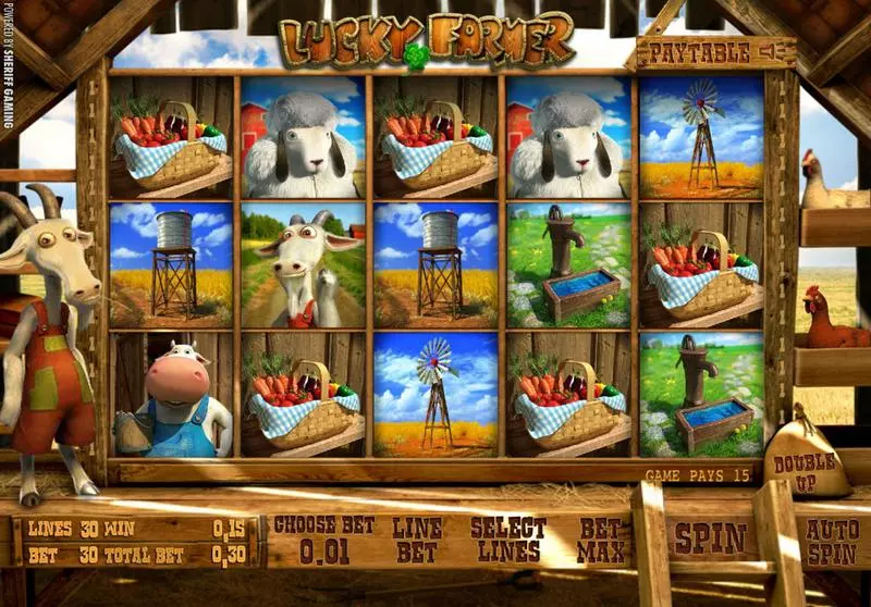 Lucky Farmer Sheriff Gaming Slots - Main Screen Reels