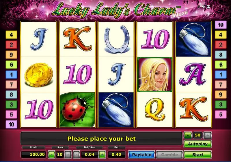 Lucky Lady's Charm - Deluxe Novomatic Slots - Main Screen Reels