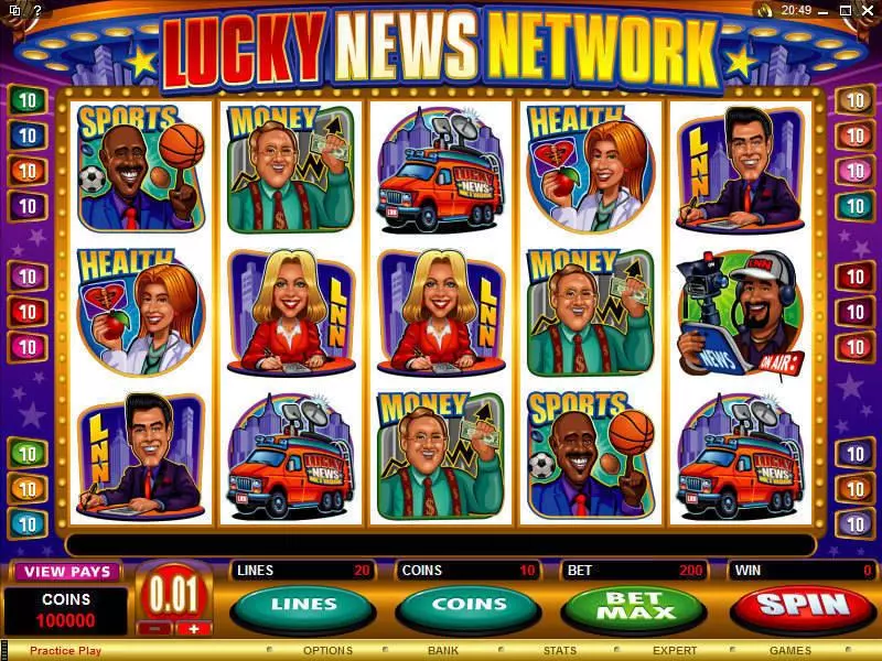 Lucky News Network Microgaming Slots - Main Screen Reels