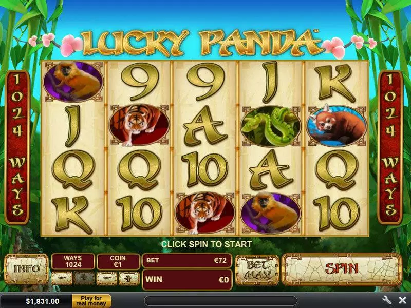 Lucky Panda PlayTech Slots - Main Screen Reels