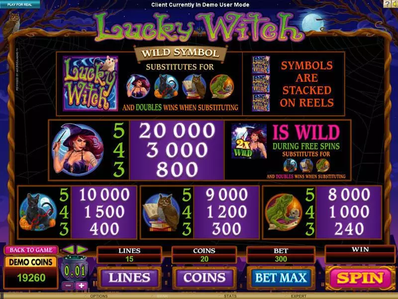 Lucky Witch Microgaming Slots - Info and Rules